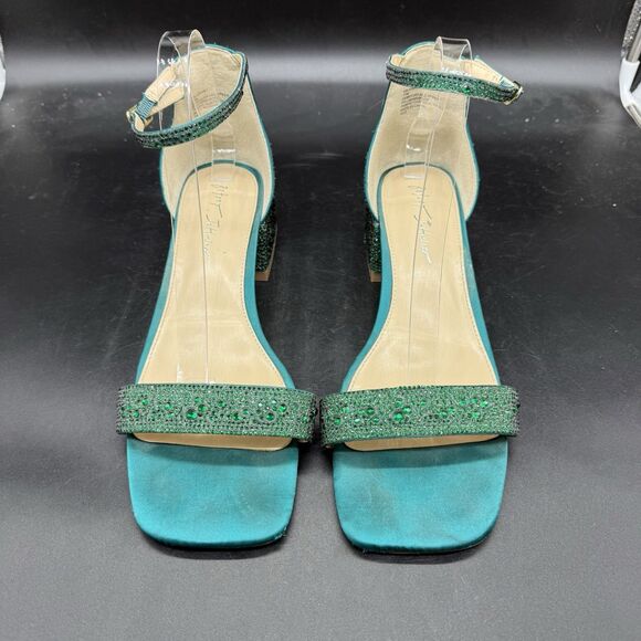 Betsey Johnson Womens Size 11M Grant Green Ankle Strap Heels Jewelled - Picture 3 of 9
